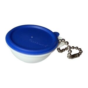 Tupperware Vintage Blue Lid with White Bowl Thatsa Bowl Keychain
